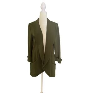 French Mauve Olive Green Blazer Size L MSRP $99